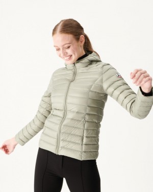 Grey Green JOTT Cloe Lightweight Hooded Women's Down Jackets | EQP-4543