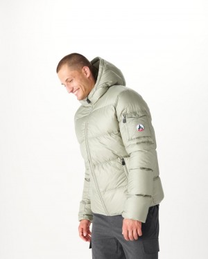 Grey Green JOTT Java Great Cold Hooded Men's Down Jackets | UCC-0181