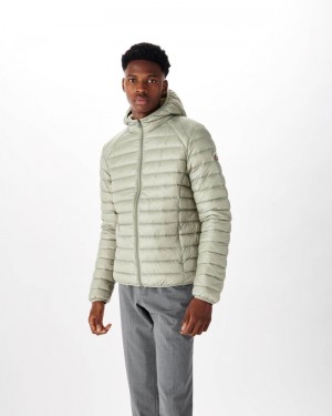 Grey Green JOTT Nico Lightweight Hooded Men's Down Jackets | OEG-2572