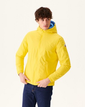 Lemon / Blue JOTT Vigo Reversible Hooded Ultralight Men's Down Jackets | SUQ-5556