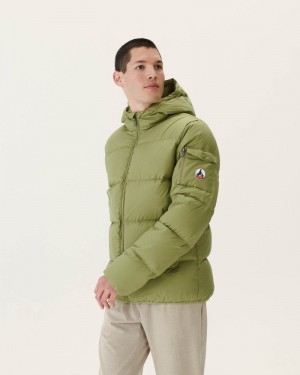 Light Khaki JOTT Toledo Great Cold Hooded Men's Down Jackets | NUU-0063