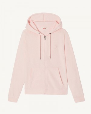 Light Pink JOTT Corail Zipped Toweling Women's Jackets | PBE-8442