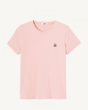 Light Pink JOTT Rosas Round Neck Women's T Shirts | FOW-3440