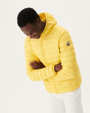 Light Yellow JOTT Nico Lightweight Hooded Men's Down Jackets | EAA-1223