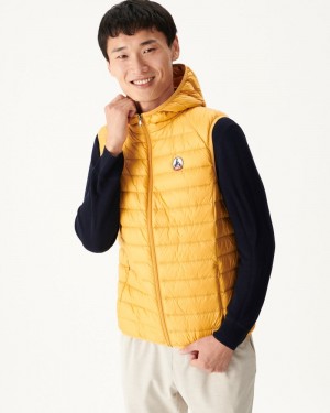 Mustard JOTT Pat Sleeveless Hooded Men's Down Jackets | ZGB-0233