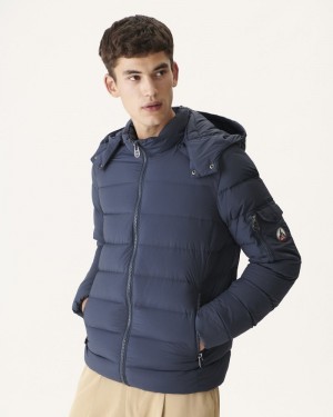 Navy JOTT Adrien Great Cold Hooded Men's Padded Jackets | FFT-6012