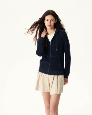 Navy JOTT Corail Zipped Terrycloth Women's Jackets | ATC-9585