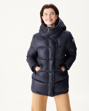 Navy JOTT Delhi Great Cold Hooded Women's Down Jackets | YFO-3636