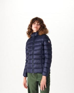 Navy JOTT Extreme Cold Luxe Hooded Women's Down Jackets | QNV-4782