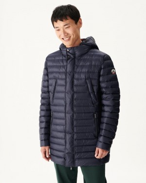 Navy JOTT Florent Lightweight Hooded Men's Down Jackets | NIB-9554