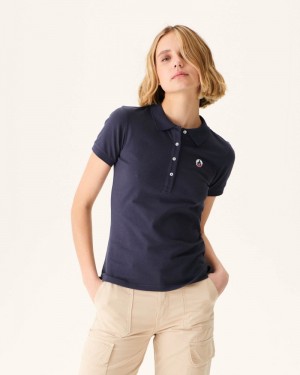 Navy JOTT Franca Women's Polo Shirts | EEA-0797