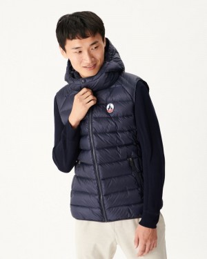 Navy JOTT Grand Cold Sleeveless Men's Down Jackets | MYZ-0969