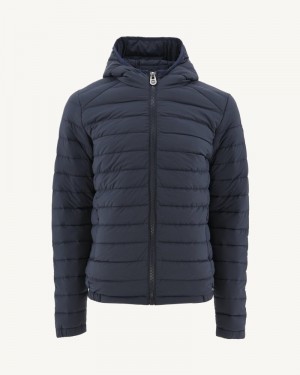 Navy JOTT Lenny Lightweight Hooded Men's Down Jackets | QCK-6863