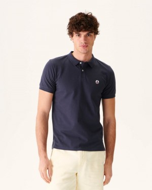 Navy JOTT Marbella Organic Cotton Men's Polo Shirts | QVA-2509