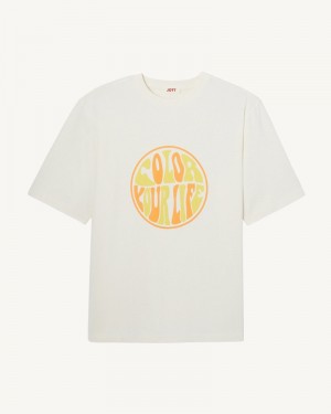 Off-white JOTT Leo Organic Cotton Men's T Shirts | BYN-3767