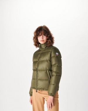 Olive JOTT Cardiff Cold Weather Quilted Women's Down Jackets | OTX-5092