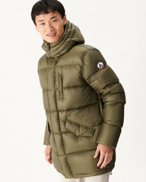 Olive JOTT Dakhla Great Cold Hooded Men's Down Jackets | BOO-5050