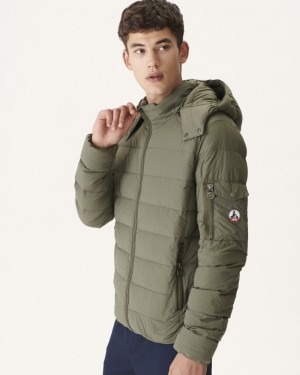 Olive JOTT Extreme Cold Adrien Hooded Men's Down Jackets | DKF-2792