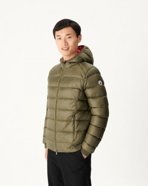 Olive JOTT Extreme Cold Nat Hooded Men's Down Jackets | FSL-0296