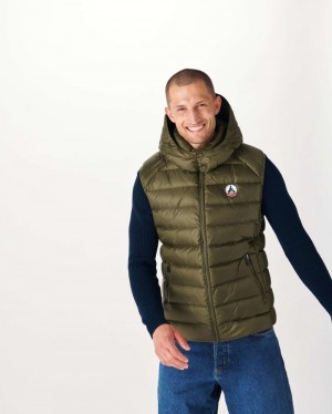 Olive JOTT Grand Cold Sleeveless Men's Down Jackets | YWF-4740