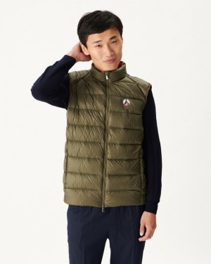 Olive JOTT Great Cold Tim Sleeveless Men's Down Jackets | UDO-3548