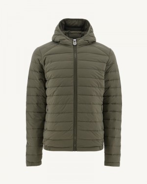 Olive JOTT Lenny Lightweight Hooded Men's Puffer Jackets | EDH-9422