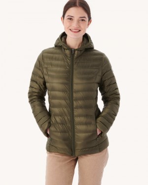 Olive JOTT Lightweight Hooded Cloe Women's Down Jackets | JBO-9128