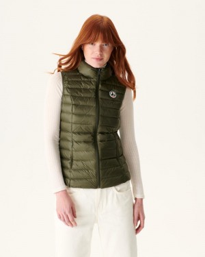 Olive JOTT Lightweight Sleeveless Seda Women's Down Jackets | PNI-4106