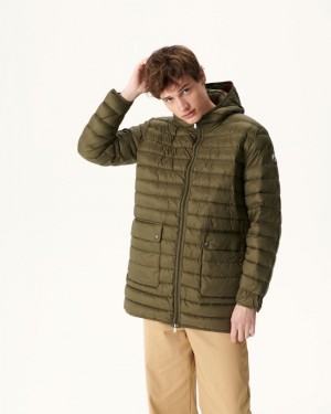 Olive JOTT Luc Long Men's Down Jackets | MBQ-1242