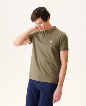 Olive JOTT Marbella Organic Cotton Men's Polo Shirts | NLO-7712