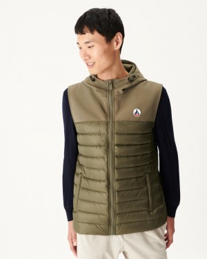 Olive JOTT Stan Sleeveless Men's Down Jackets | SLK-1065