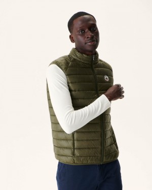 Olive JOTT Tom Sleeveless Men's Down Jackets | LSD-4139