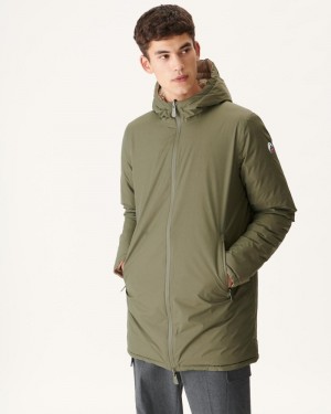 Olive / Beige JOTT Amsterdam Reversible Men's Down Jackets | WYA-2369