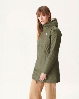 Olive / Beige JOTT Moscow Reversible Women's Down Jackets | QTM-9338