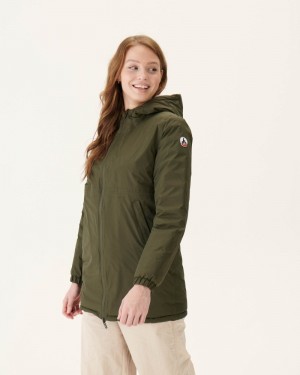 Olive / Light Pink JOTT Roma Long Reversible Women's Down Jackets | JTF-7820