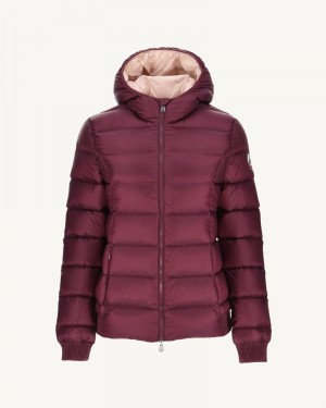 Purple JOTT Celine Eggplant Hooded Women's Puffer Jackets | PUD-5669