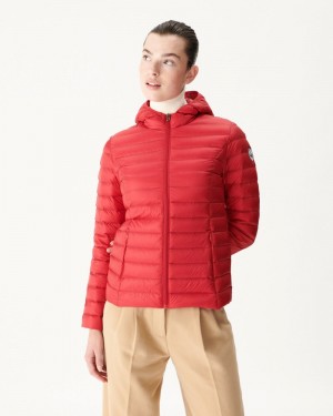 Red JOTT Cloe Light Hooded Women's Puffer Jackets | ZNU-7827