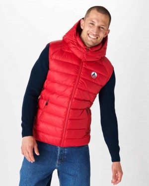 Red JOTT Grand Cold Sleeveless Men's Down Jackets | LVL-3843