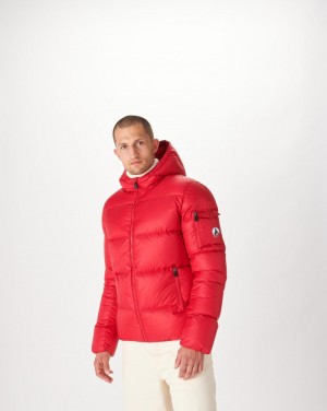 Red JOTT Java Great Cold Hooded Men's Down Jackets | GKI-5988