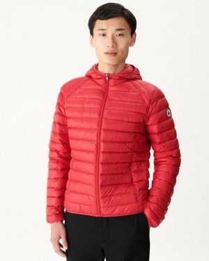 Red JOTT Nico Light Hooded Men's Puffer Jackets | HBQ-2399