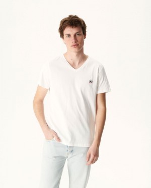 White JOTT Benito Organic Cotton Men's T Shirts | MYT-4963