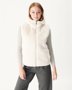 White JOTT Daria Reversible Great Cold Sleeveless Women's Down Jackets | NIC-4996