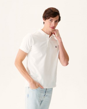 White JOTT Marbella Organic Cotton Men's Polo Shirts | AGM-4139