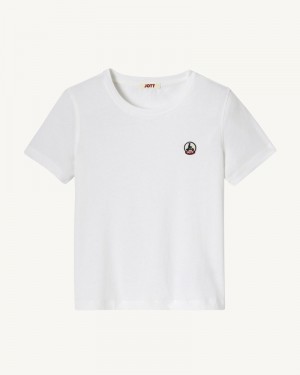 White JOTT Rio Round Neck Cotton Kids' T Shirts | QDY-9585