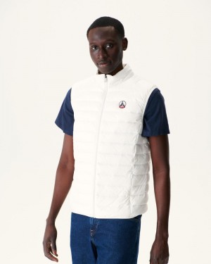 White JOTT Tom Sleeveless Men's Padded Jackets | JCU-5323