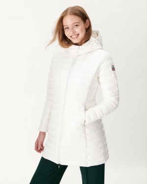 White JOTT Vero Long Hooded Women's Down Jackets | IZV-0116