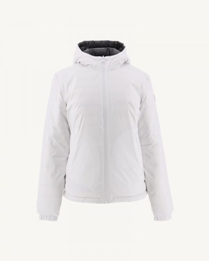 White / Deep Grey JOTT Vienna Reversible Hooded Women's Down Jackets | QEA-6160