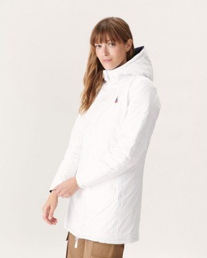 White / Navy JOTT Moscow Reversible Women's Down Jackets | KNL-4755