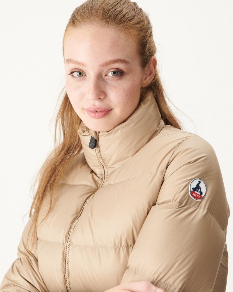 Beige JOTT Cardiff Great Cold Quilted Women's Down Jackets | XUL-6608