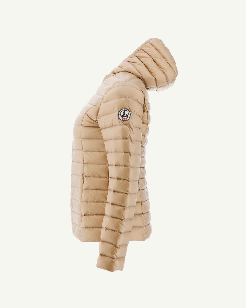 Beige JOTT Cloe Lightweight Hooded Women's Down Jackets | QPK-5680